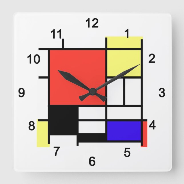 Relógio Quadrado Piet Mondriaan , 1926 Composition (Frente)
