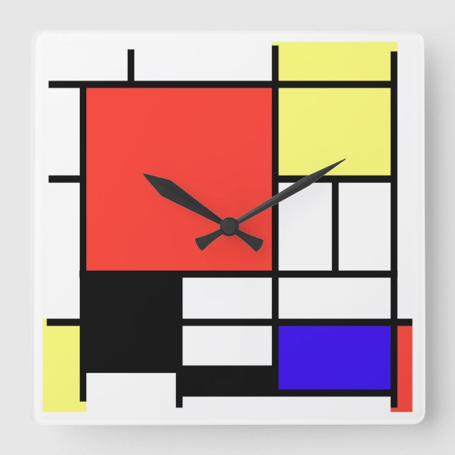 Relógio Quadrado Piet Mondriaan , 1926 Composition (Frente)