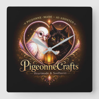 Relógio Quadrado PigeonneCrafts FeitoComAmor