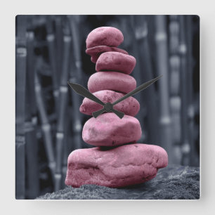 Relógio Quadrado Pilha de Pedra