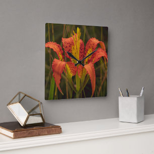 Relógio Quadrado "Pine Lily" Porta-chaves Premium