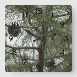 Relógio Quadrado Pine Tree Clock