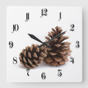 Relógio Quadrado Pinecones
