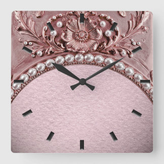 Relógio Quadrado Pink Flower Wall Clock