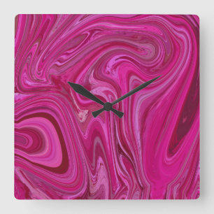 Relógio Quadrado Pink Rose Swirls