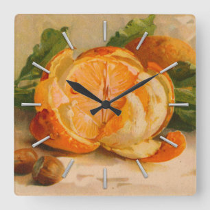 Relógio Quadrado Pintura antiga alaranjada saboroso