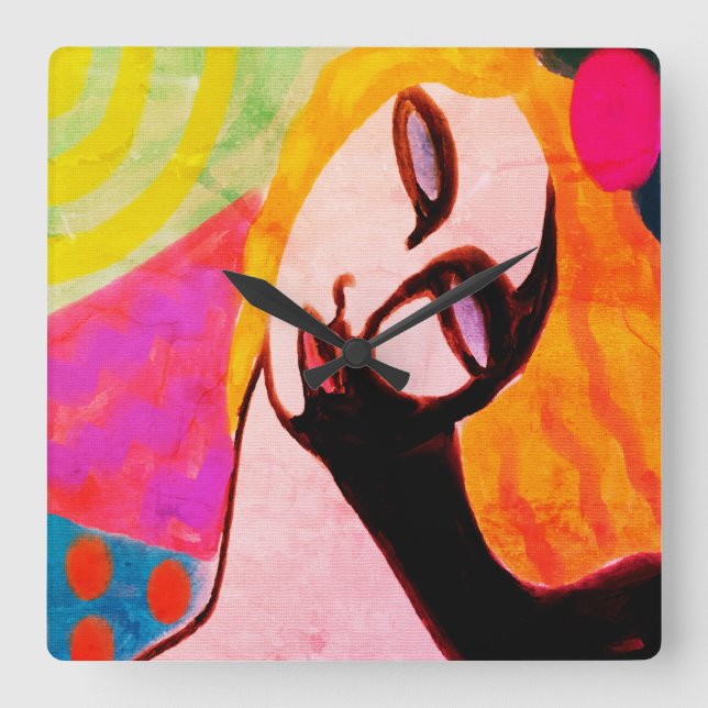 Relógio Quadrado Pintura de Abstrato original (Frente)