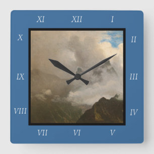 Relógio Quadrado Pintura de Albert Bierstadt, Montanha Mist, 1868 C