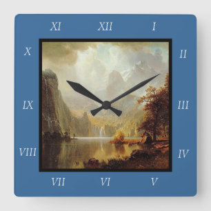 Relógio Quadrado Pintura de Albert Bierstadt, nas Montanhas 1867