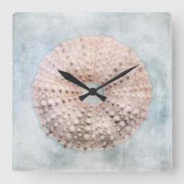 Relógio Quadrado Pintura de Creme Azul Costeiro em Descanso