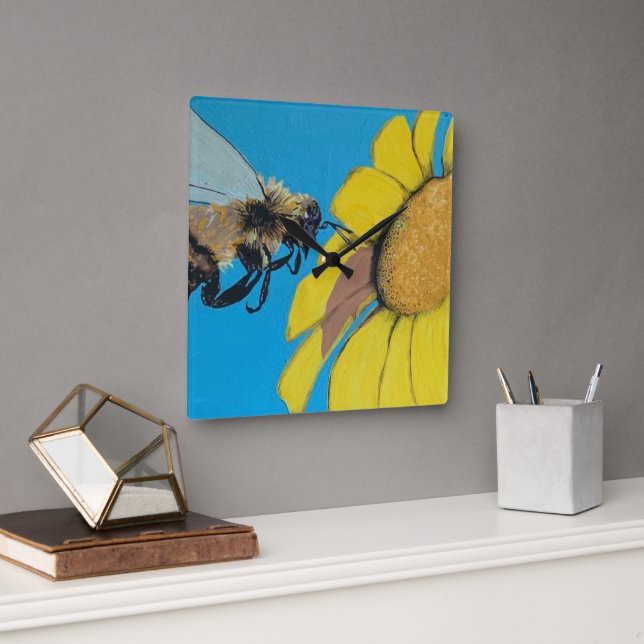 Relógio Quadrado Pintura de dança de jardim em um (Escritório)