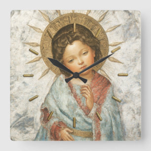 Relógio Quadrado Pintura de Jesus Salvador Jovem
