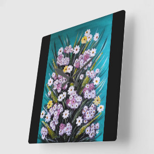 Relógio Quadrado Pintura do Buquê de Primavera por Alfred Fox