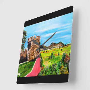 Relógio Quadrado Pintura do Castell de Benisanó por Alfred Fox