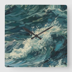 Relógio Quadrado Pintura do Ocean Whitecaps