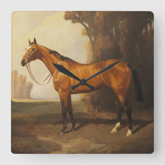 Relógio Quadrado Pintura do vintage do puro-sangue da baía por