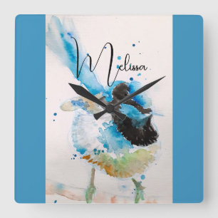 Relógio Quadrado Pintura em Aquarela de Cardeal Azul Australiano