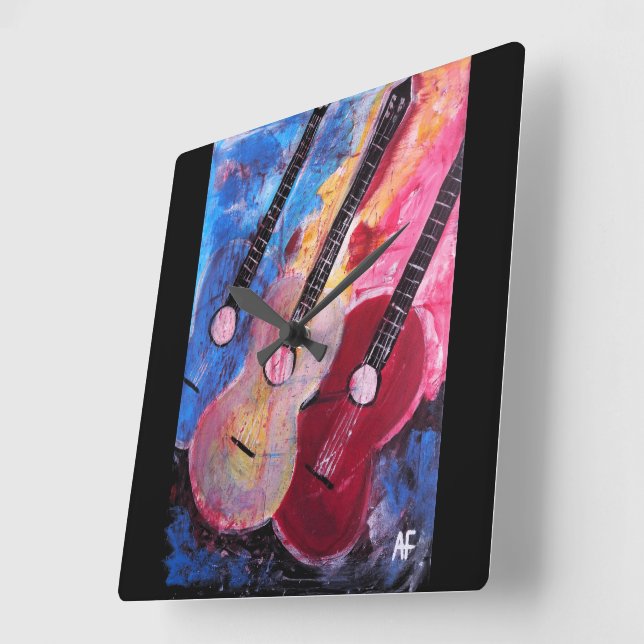 Relógio Quadrado Pintura Jamming be Goode de Alfred Fox (Ângulo)