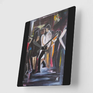 Relógio Quadrado Pintura Mambo Night de Alfred Fox