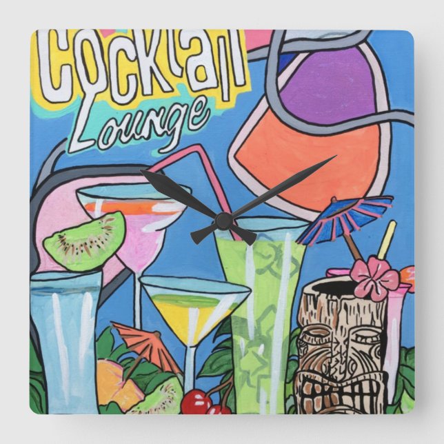 Relógio Quadrado Pintura tropical da sala de estar da modificação (Frente)