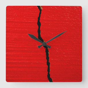 Relógio Quadrado Pintura vermelha rachada
