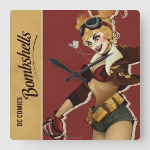 Relógio Quadrado Pinup das notícias bombásticas de Harley Quinn