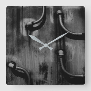 Relógio Quadrado Pipe e Sombra em Preto e Branco