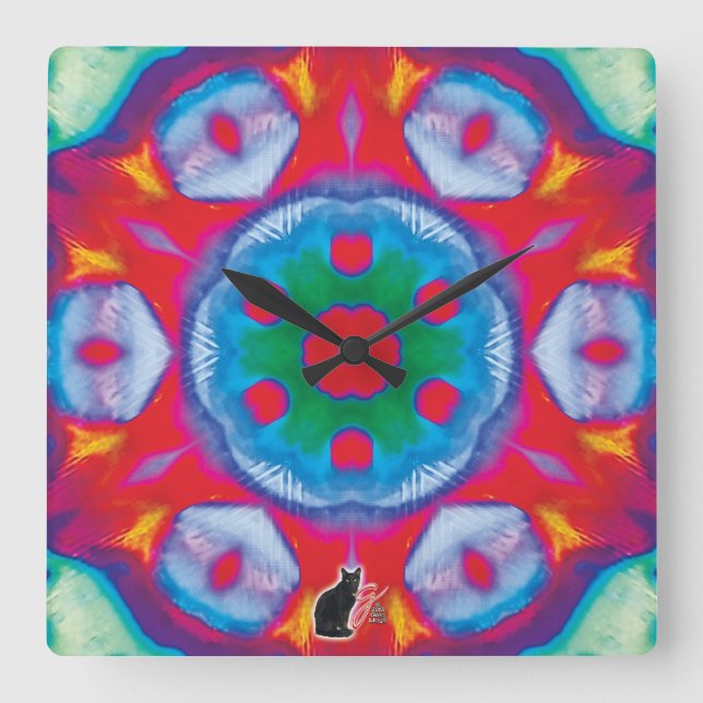Relógio Quadrado Pippin Kaleidoscope (Frente)