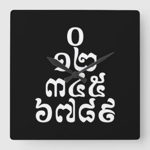 Relógio Quadrado Pirâmide de Números Cambojanos - 0 12 345 6789 K