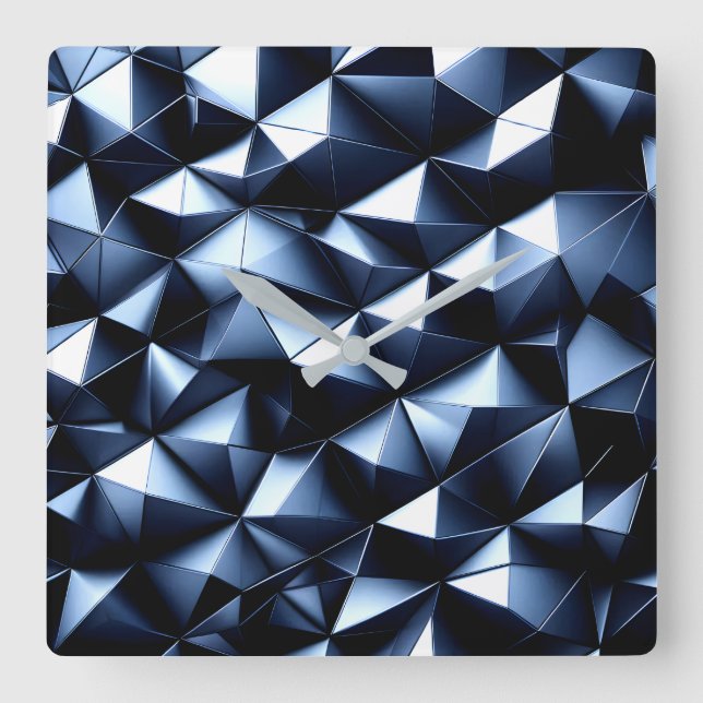 Relógio Quadrado pirâmides abstratas (Frente)