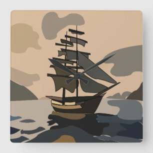 Relógio Quadrado Pirata Pirata Navio Pirata Pirata