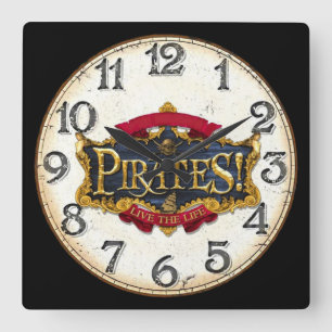 Relógio Quadrado Piratas vivem a vida