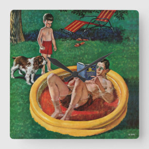 Relógio Quadrado Piscina vadeando