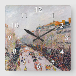 Relógio Quadrado Pissarro - Montmartre, Terça-feira de Carnaval no