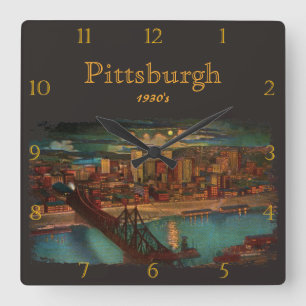 Relógio Quadrado Pittsburgh nos anos 30 do luar feitos sob