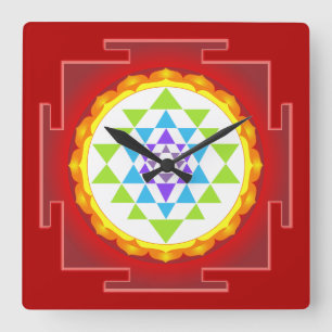 Relógio Quadrado PixDezines Sri Yantra/Chakra