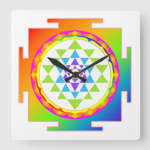 Relógio Quadrado PixDezines Sri Yantra/Chakra/Arco-íris