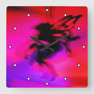 Relógio Quadrado Pixie dançando a rosa com pontos