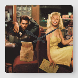 Relógio Quadrado Placa azul