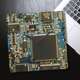 Relógio Quadrado Placa de Circuito Azul Macro   Foto de PCB