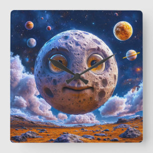 Relógio Quadrado Planetas da galáxia da Lua