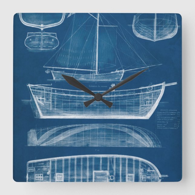 Relógio Quadrado Plano de bordo antigo II (Frente)