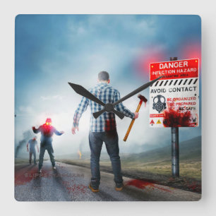 Relógio Quadrado Planta de ar do morto Feliz de Halloween de Slippe