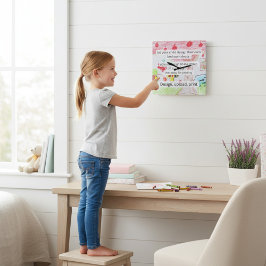 Relógio Quadrado Playful  hand drawn Kids Art Decorative Wall Clock