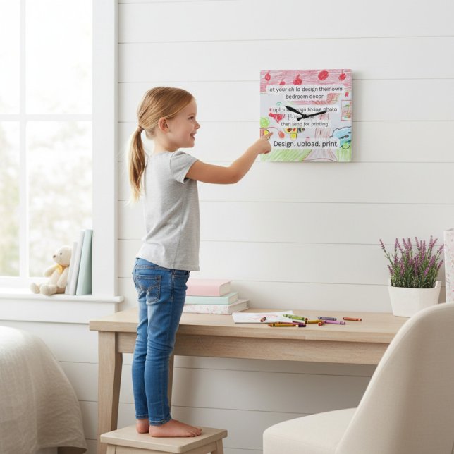 Relógio Quadrado Playful  hand drawn Kids Art Decorative Wall Clock (Criador carregado)