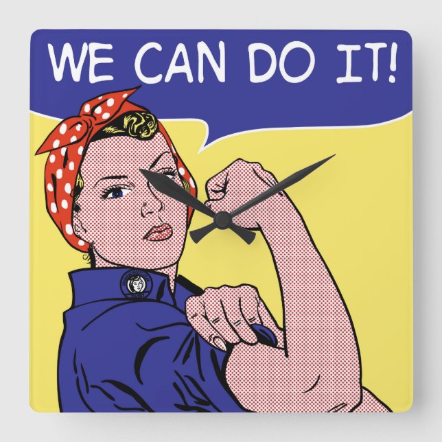 Relógio Quadrado Podemos Fazer Isso! Rosie the Riveter Pop Art Remi (Frente)
