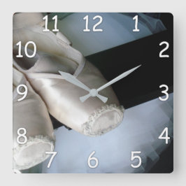 Relógio Quadrado Pointe Show & Tutu Wall Clock para Dançarinos Balé