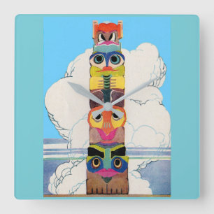 Relógio Quadrado polo de totem do 1920