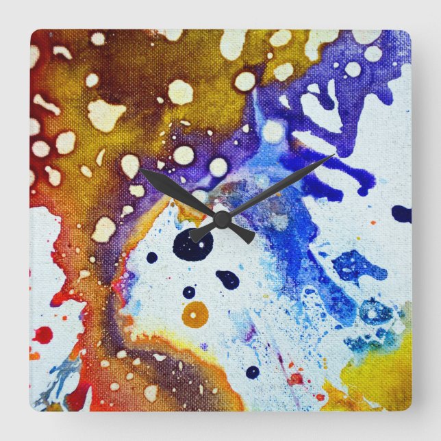 Relógio Quadrado Polocromoptico #1B por Michael Moffa (Frente)