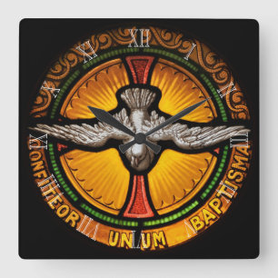 Relógio Quadrado Pomba do vitral